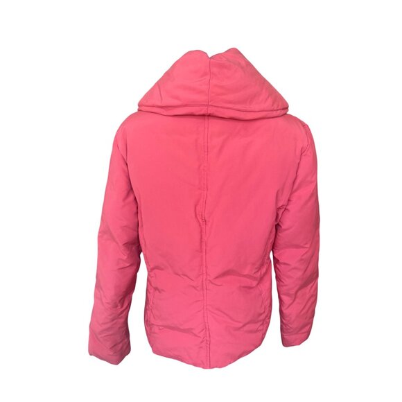Talbots Down Filled Quilted Puffer Jacket Size Petite M Shawl Collar Pink Warm - Picture 5 of 10